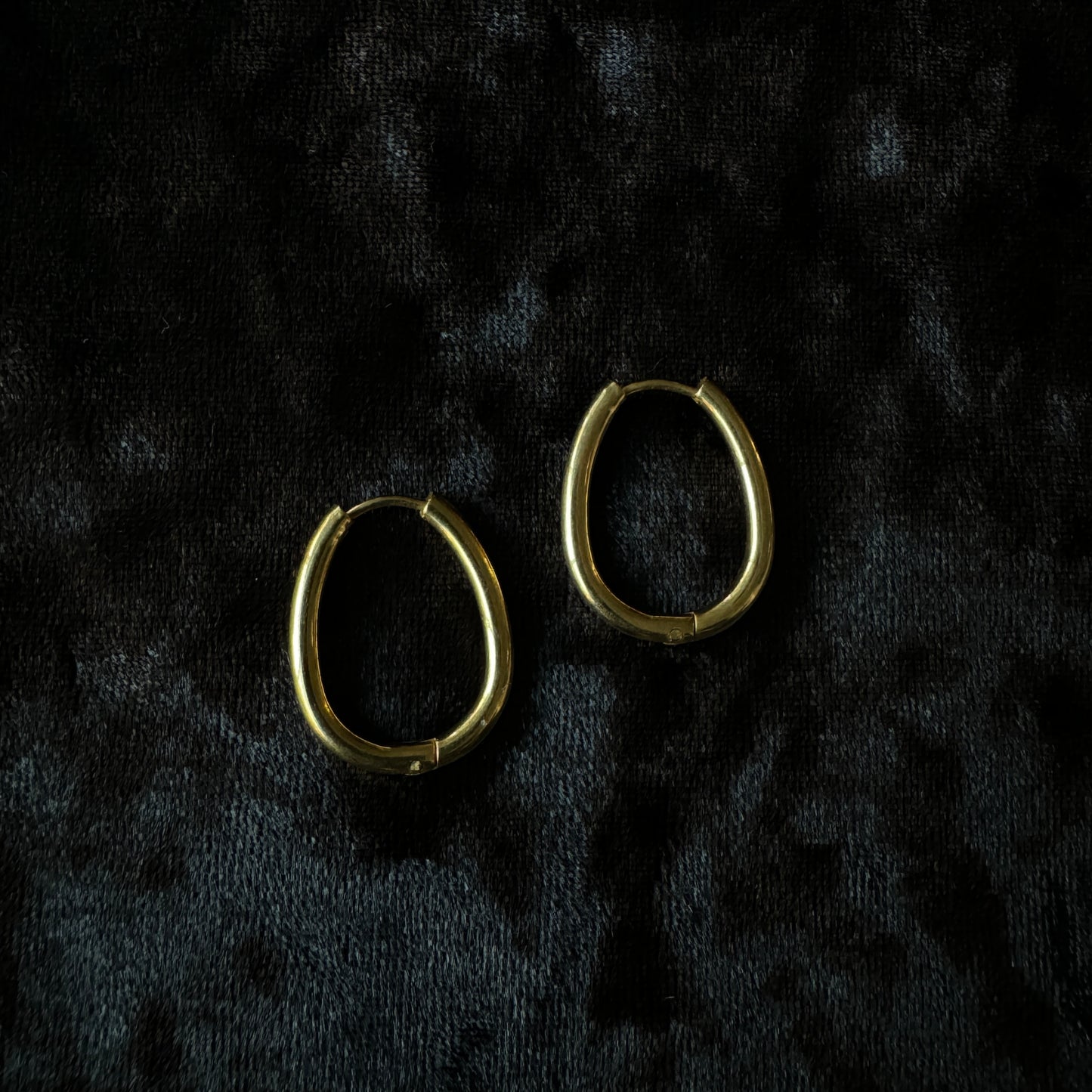 Gold Stainless Steel Oval Stud Earrings