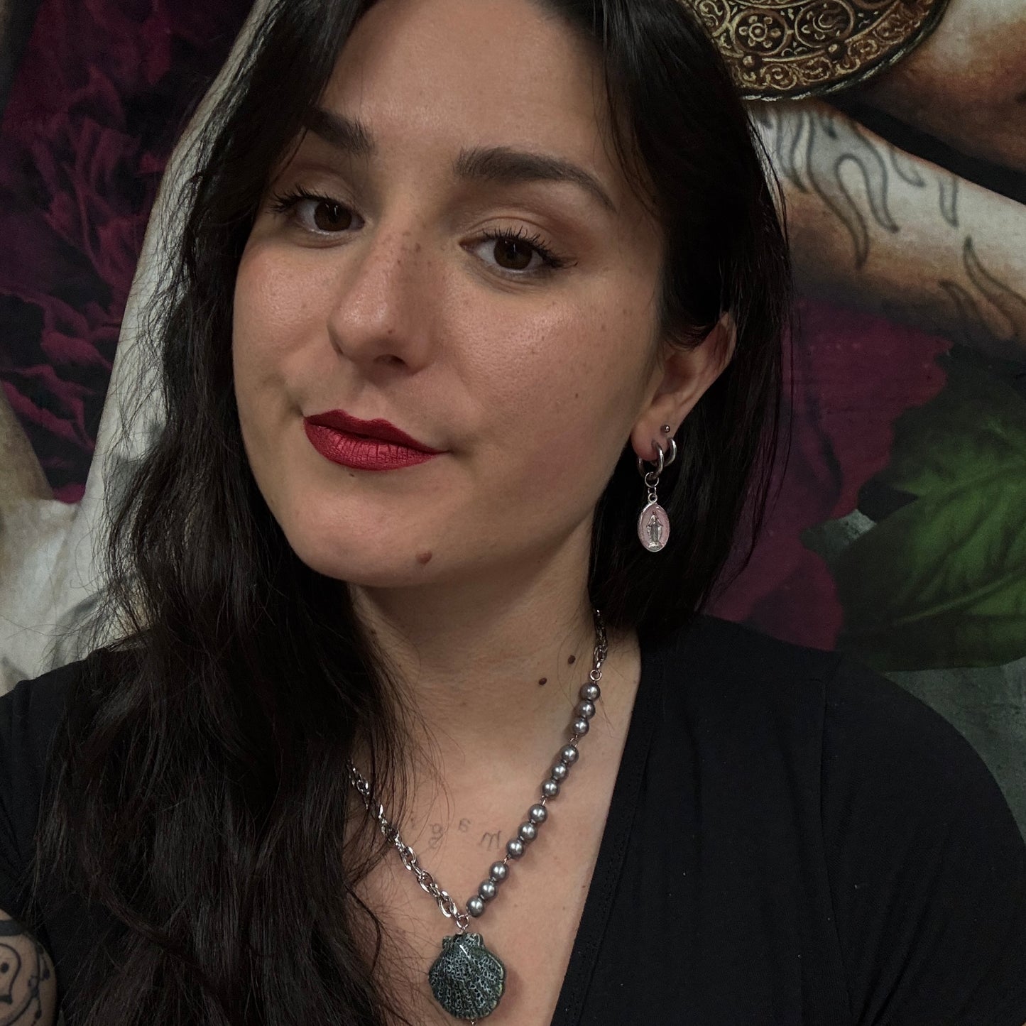 Magical and upcycled earrings: Holy Spirit (pink)