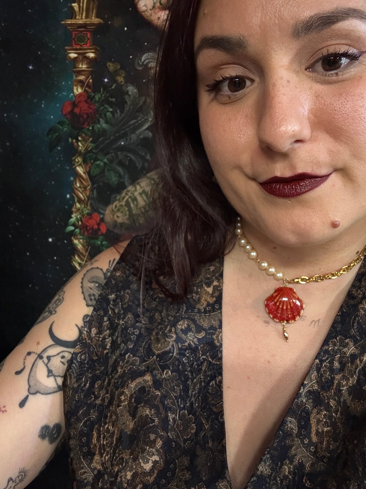 Collier Néreides dorés (rouge) - Collection Signature Atelier Saturne