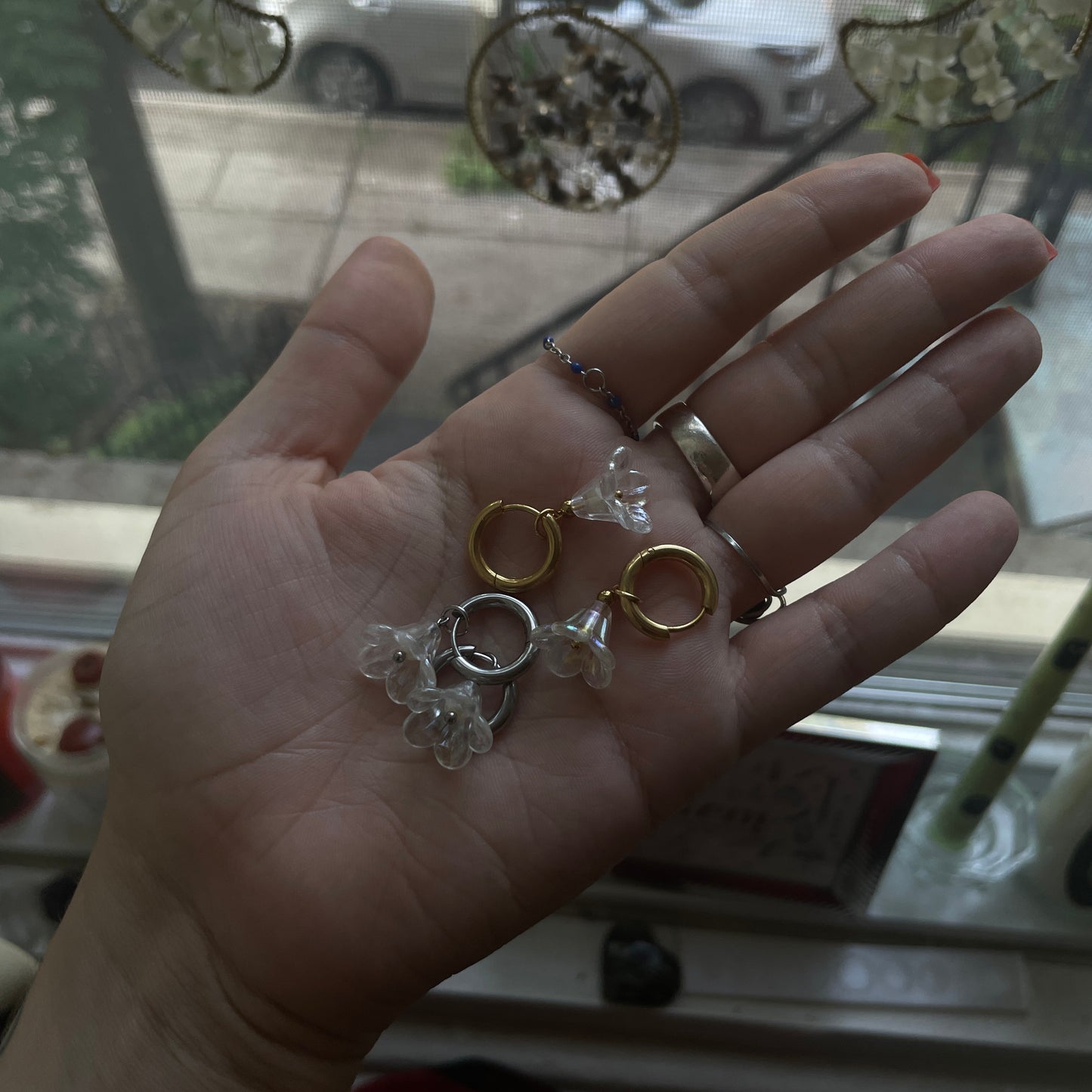 Boucles d'oreilles - Iridescent flower