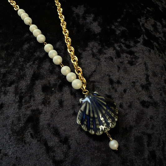 Collier Néreides dorés (bleu marin) - Collection Signature Atelier Saturne