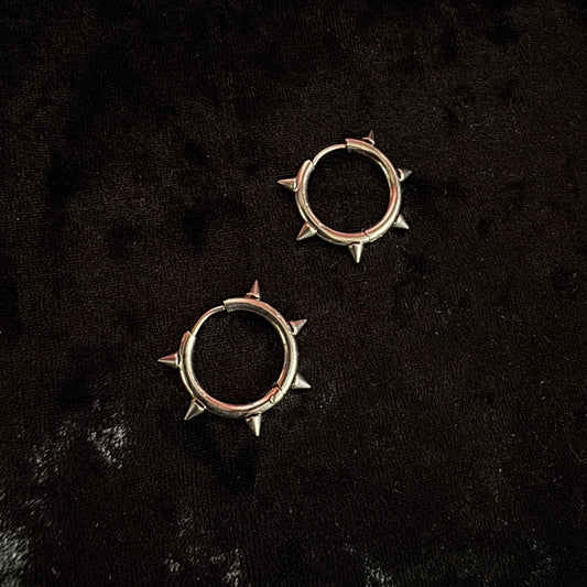 Boucles d’oreilles spiky argentées en acier inoxydable - 12mm