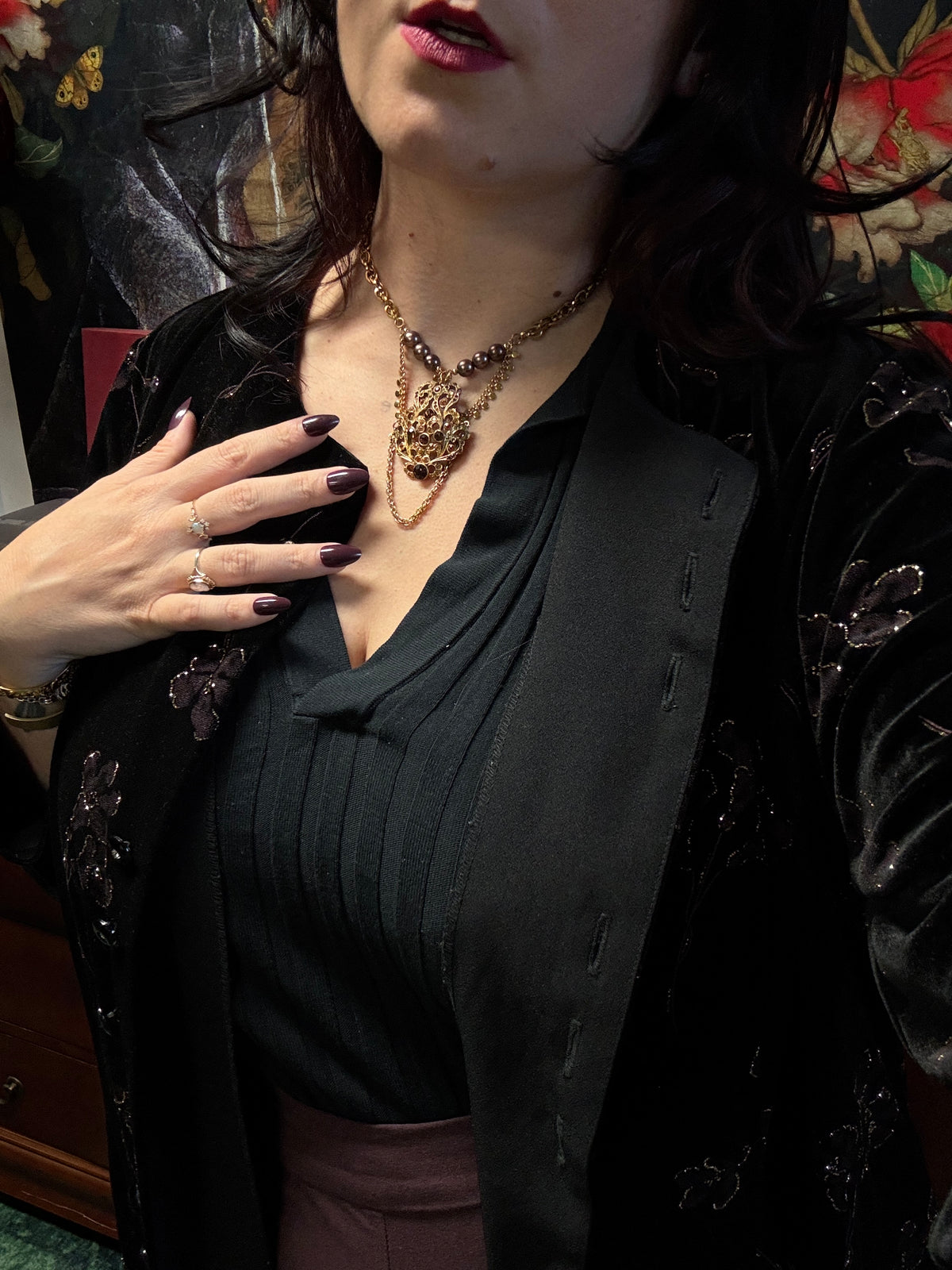 Collier unique broche vintage et perles d’écosse