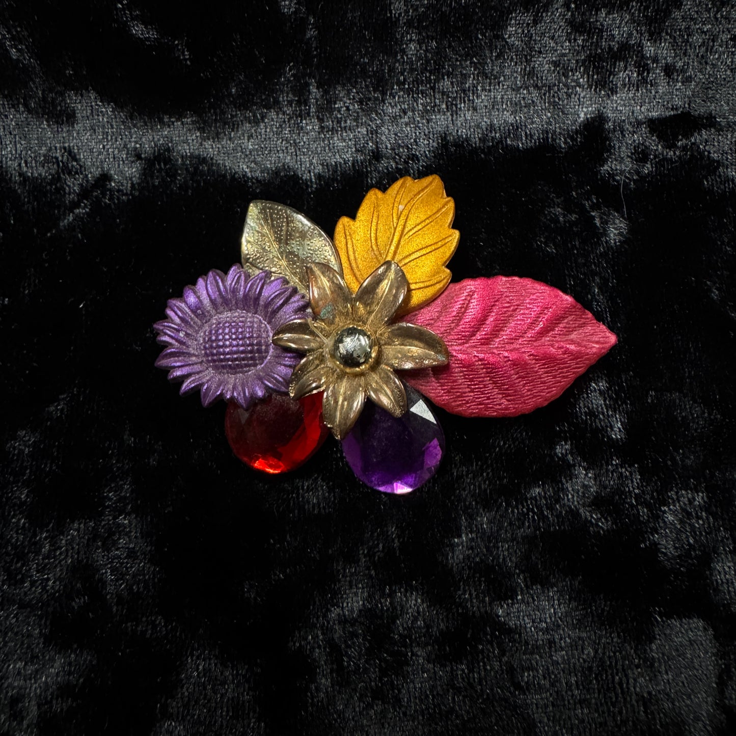 Broche vintage - bouquet champêtre