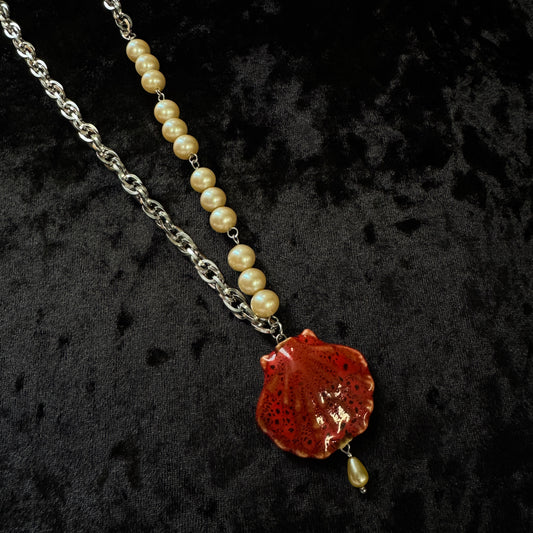 Collier Néreides argenté (rouge) - Collection Signature Atelier Saturne