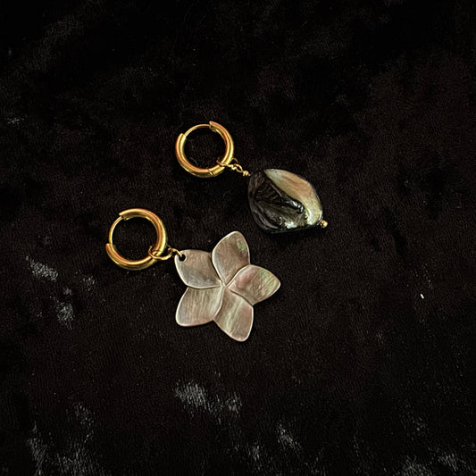 Boucles d’oreilles magiques et upcyclées : Sakura magique (nacre)