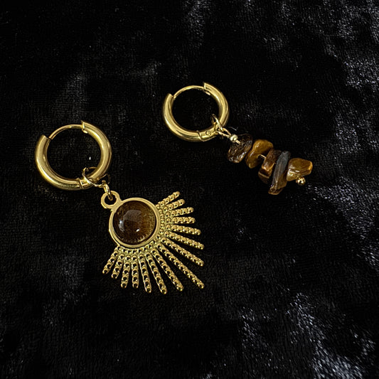 Boucles d'oreilles - Rayon protecteur (œil de tigre)