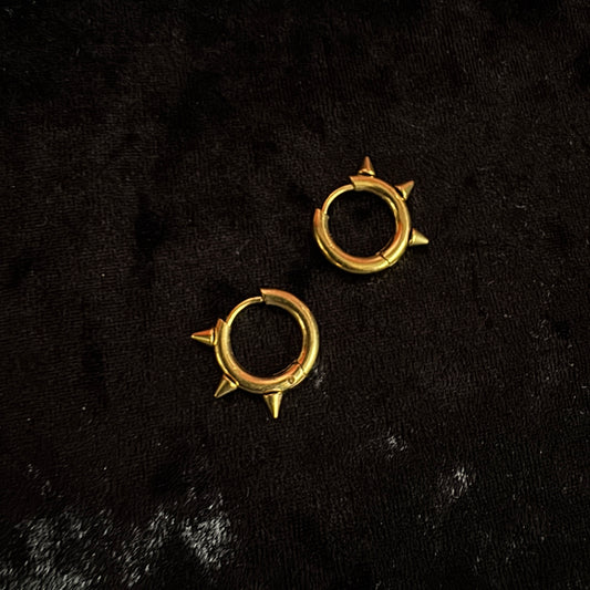 Boucles d’oreilles spiky dorées en acier inoxydable - 10mm