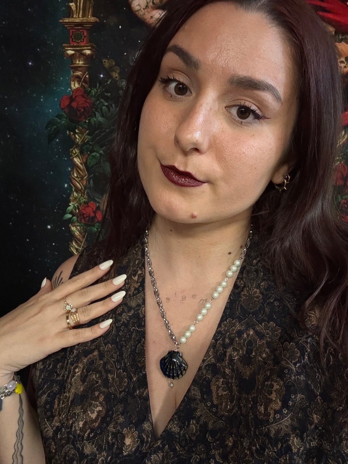 Collier Néreides argenté (bleu marin) - Collection Signature Atelier Saturne