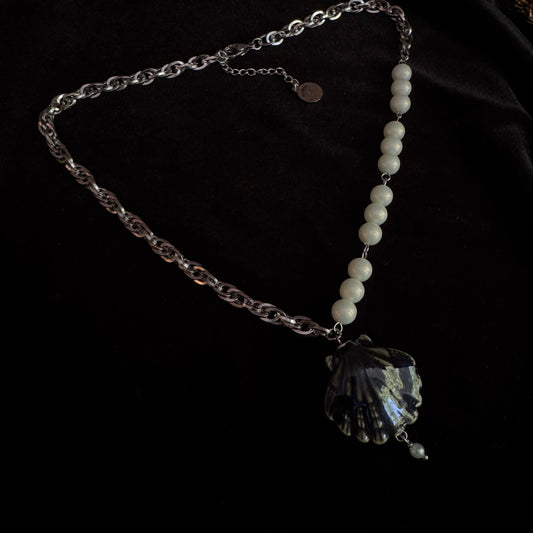 Collier Néreides argenté (bleu marin) - Collection Signature Atelier Saturne