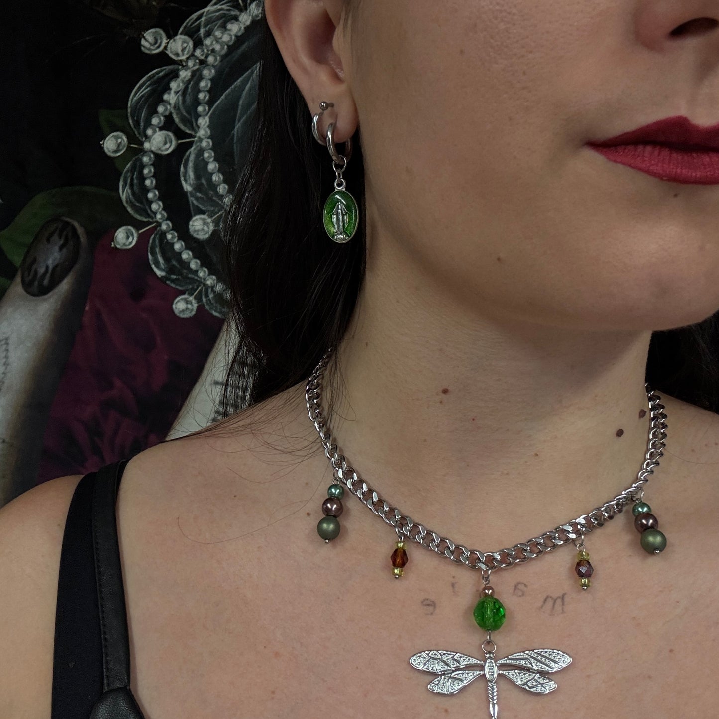 Boucles d'oreilles magiques et upcyclées -  Saint esprit (vert)