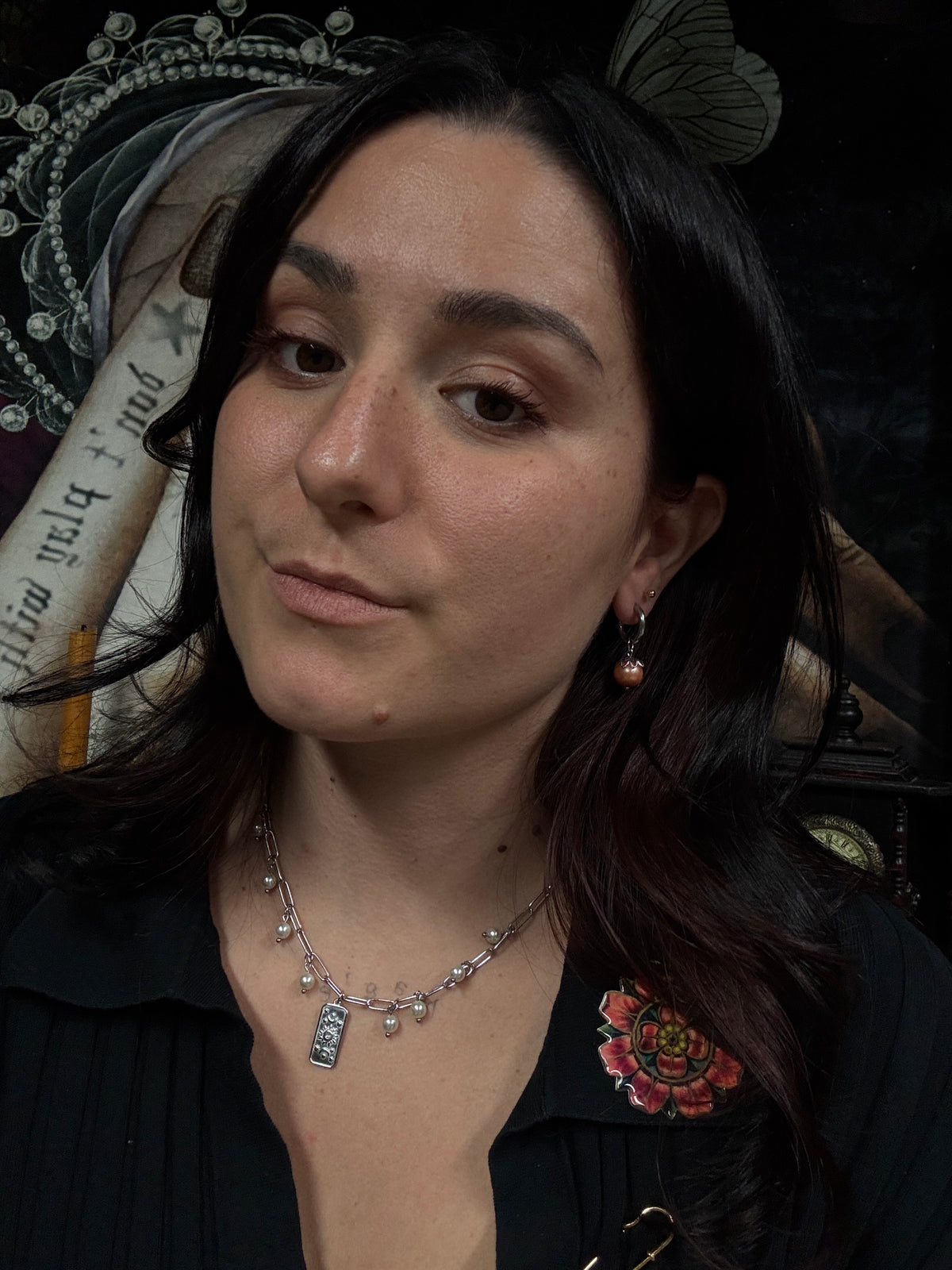 Boucles d’oreilles magiques : Mandragore (perle orange vintage du japon)