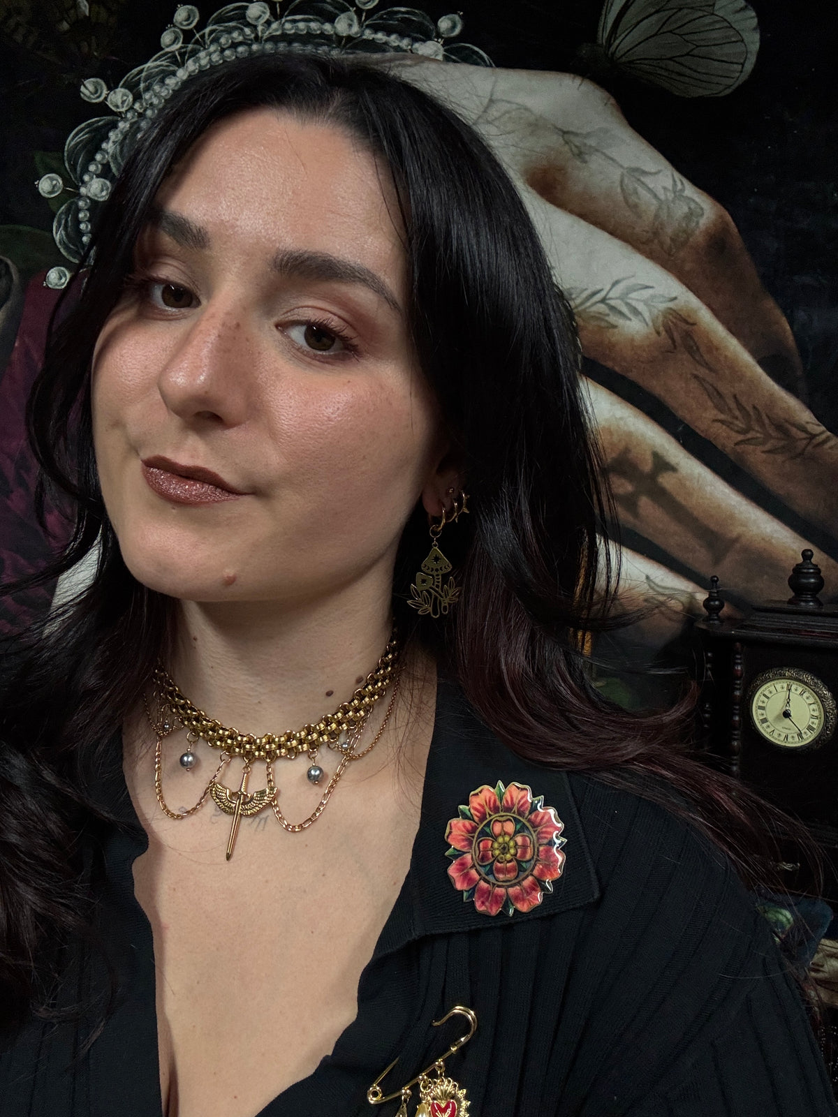 Boucles d’oreilles magiques : Le Cercle des Champignons (perles automnales vintage japonaises)