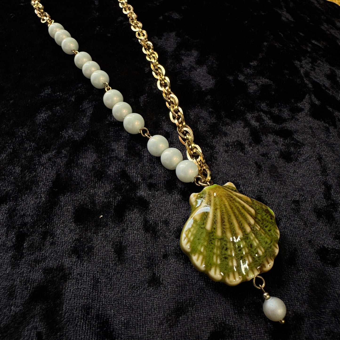 Collier Néreides dorés (vert) - Collection Signature Atelier Saturne