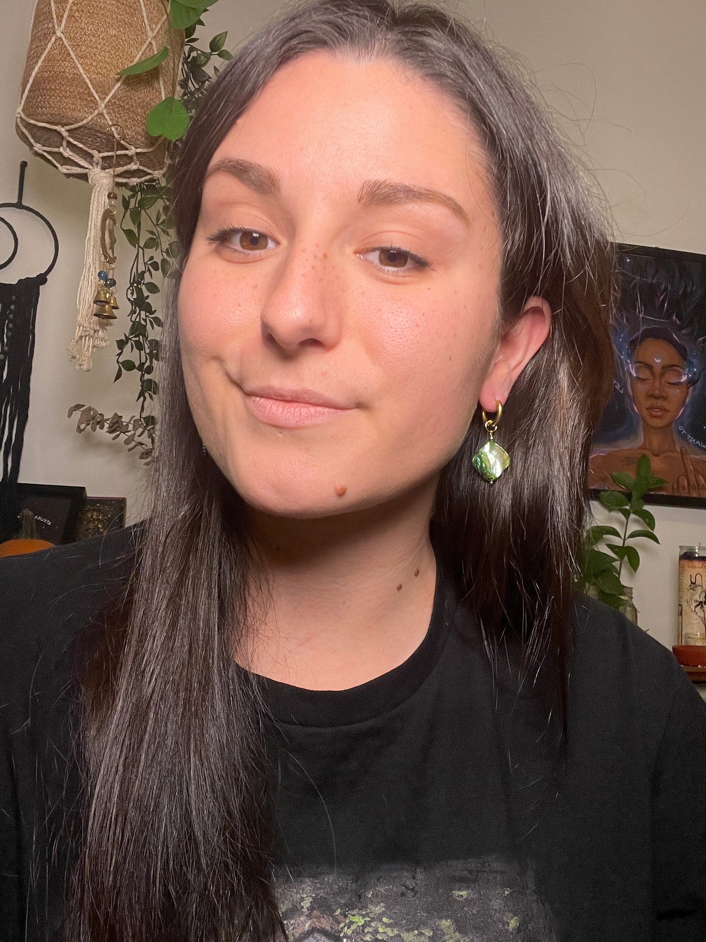 Earrings - Mystic Green Gem 