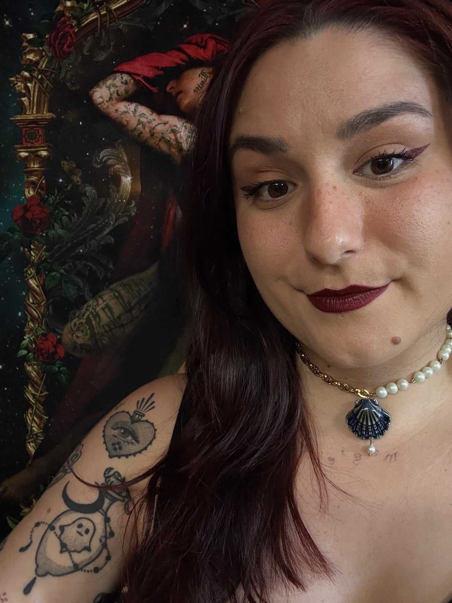 Collier Néreides dorés (bleu marin) - Collection Signature Atelier Saturne