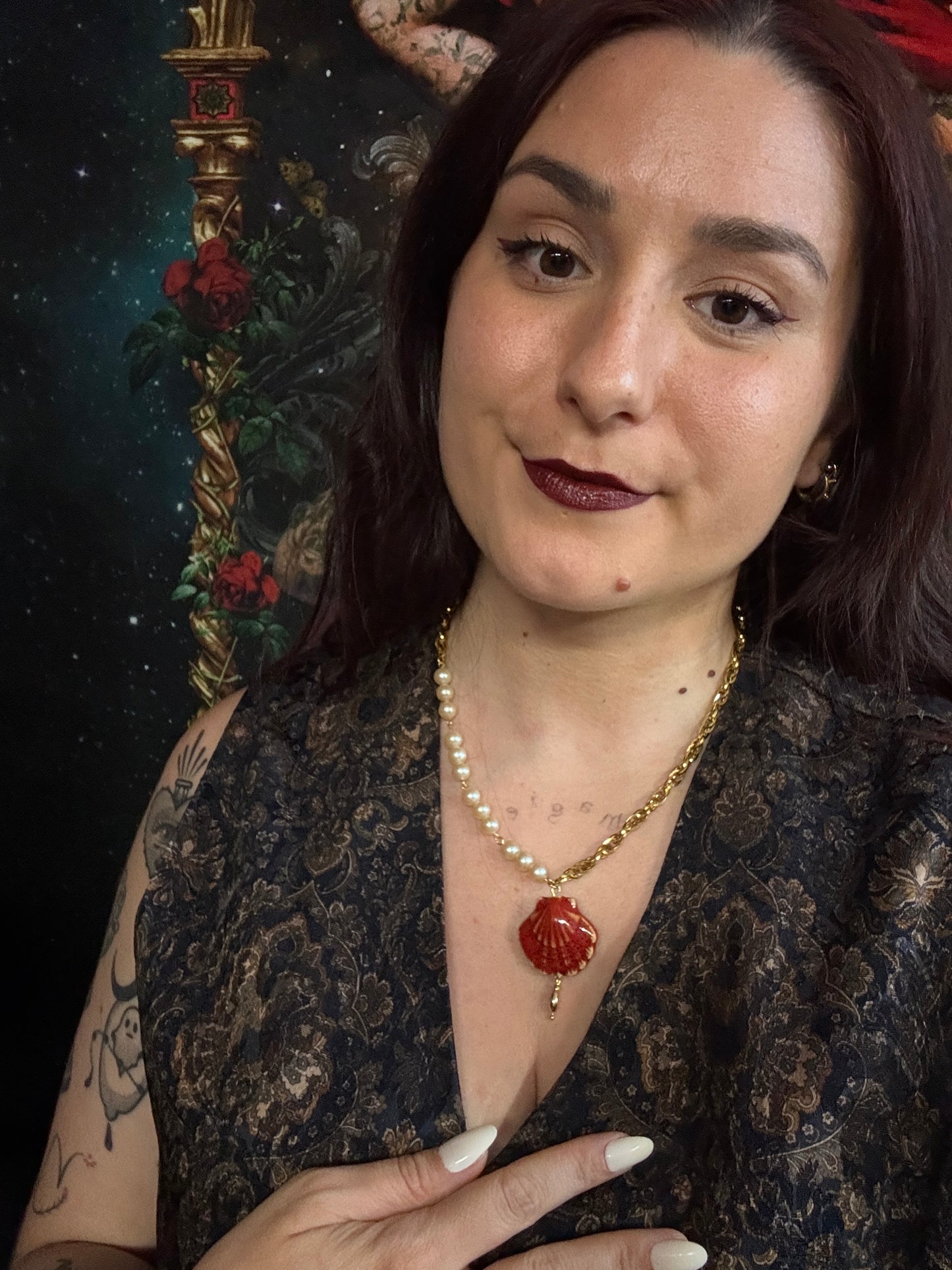 Collier Néreides dorés (rouge) - Collection Signature Atelier Saturne