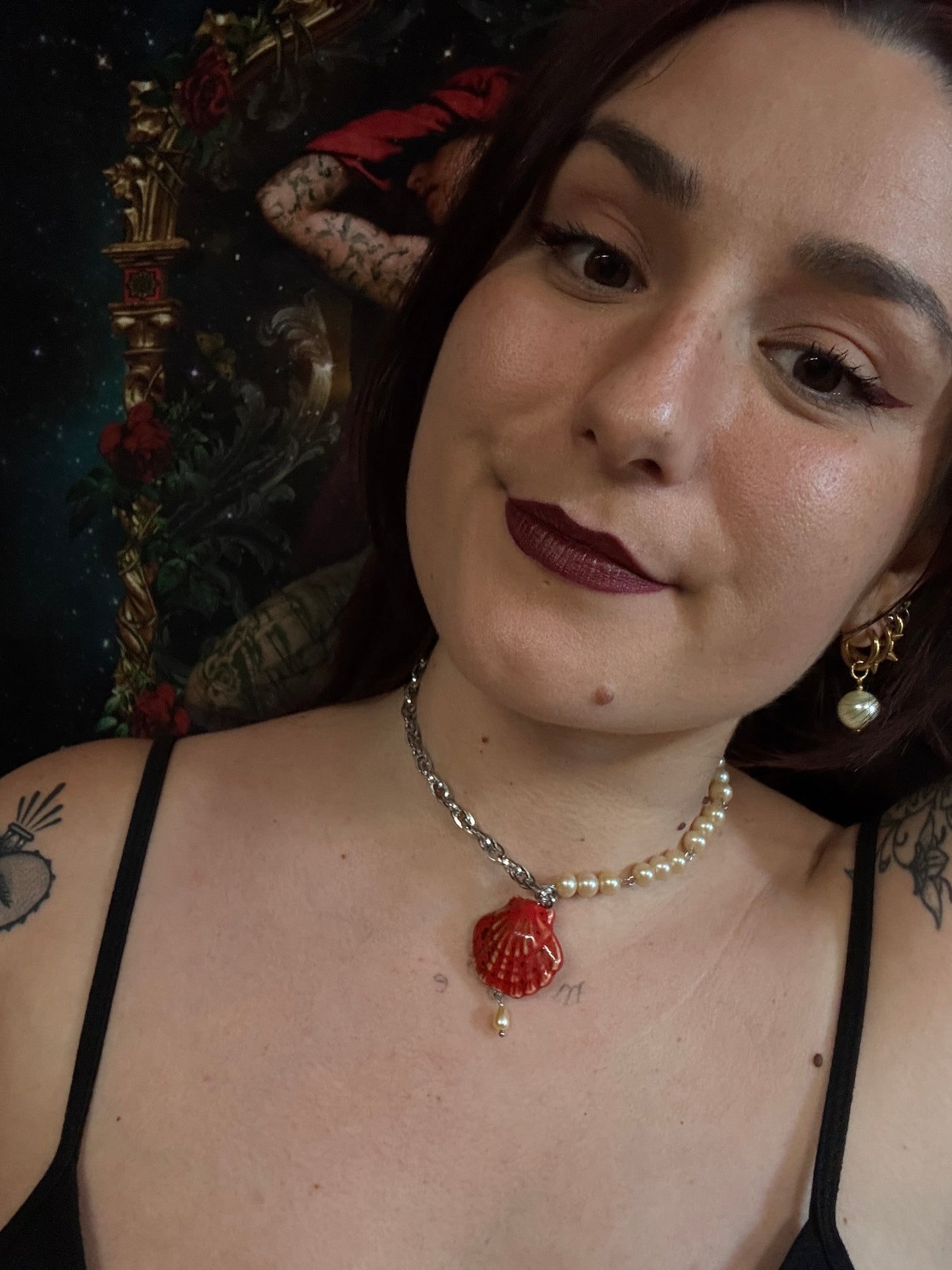 Collier Néreides argenté (rouge) - Collection Signature Atelier Saturne