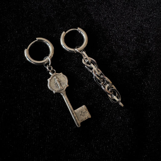Magical and upcycled earrings: Devotional key 