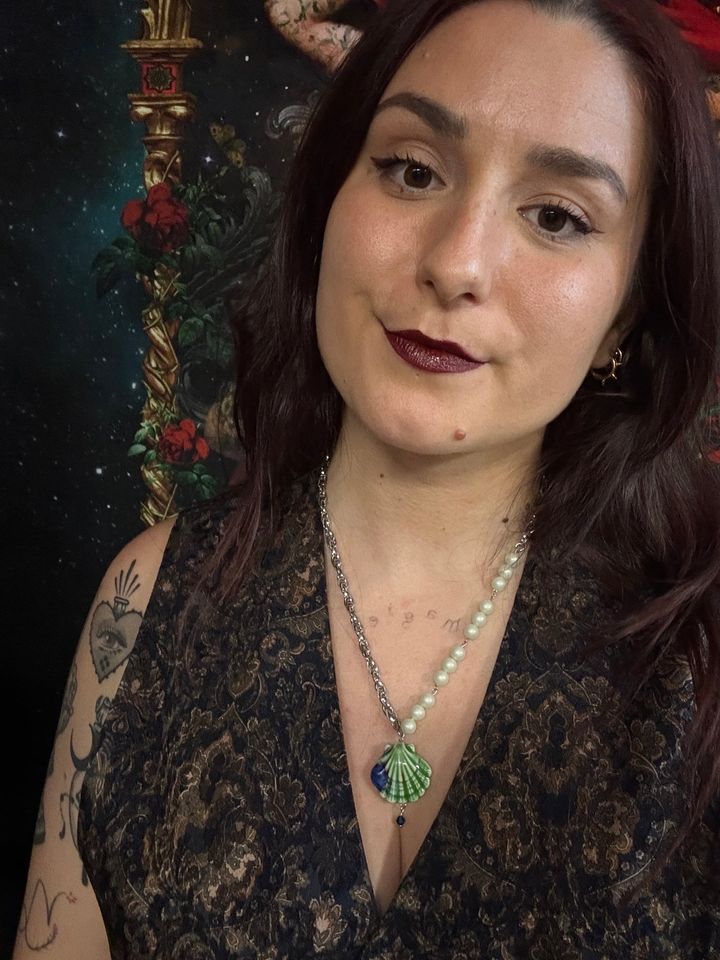 Collier Néreides argenté (vert) - Collection Signature Atelier Saturne