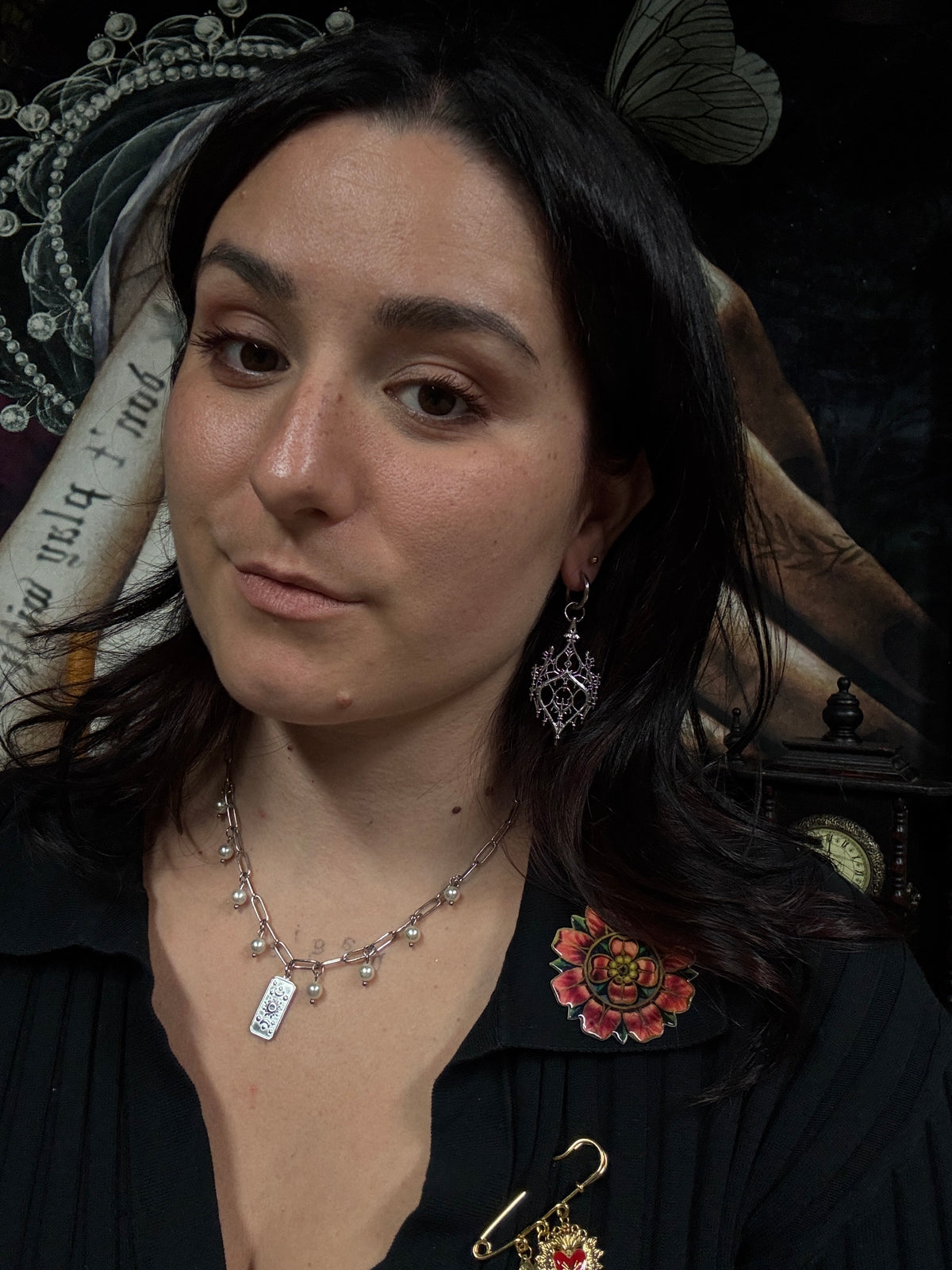 Boucles d’oreilles magiques : Velours Noir (perles vintage Japon et Serbie)