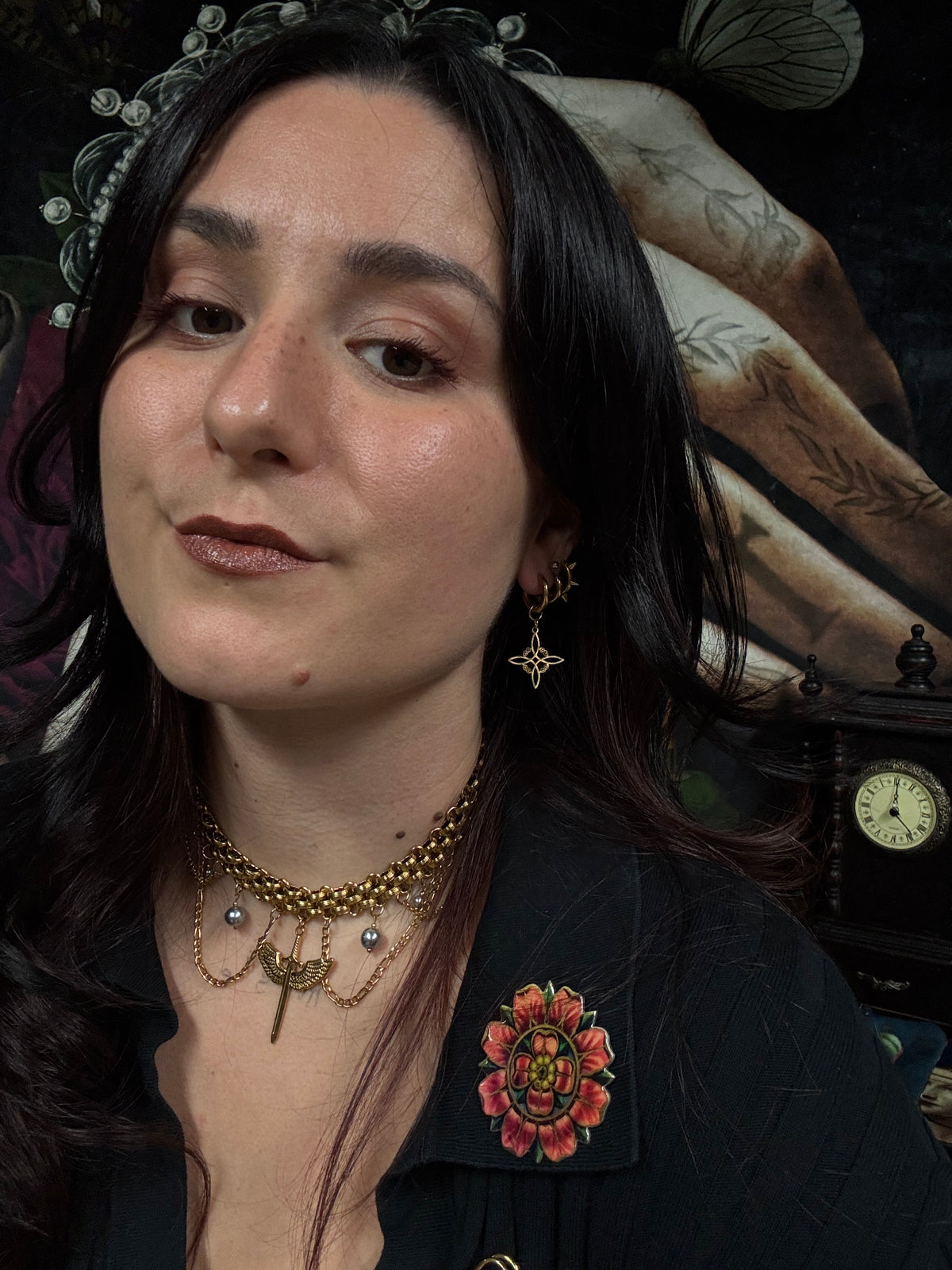 Boucles d’oreilles magiques : Le Sortilège des Brumes (Nœud des sorcière , lépidolite et quartz fumé)