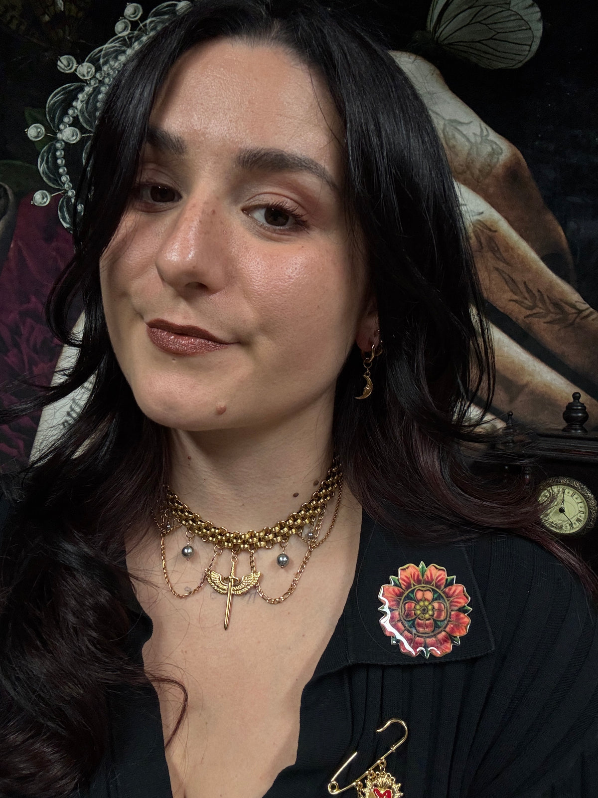 Boucles d’oreilles magiques : La Lune d’Ambre (perle vintage)