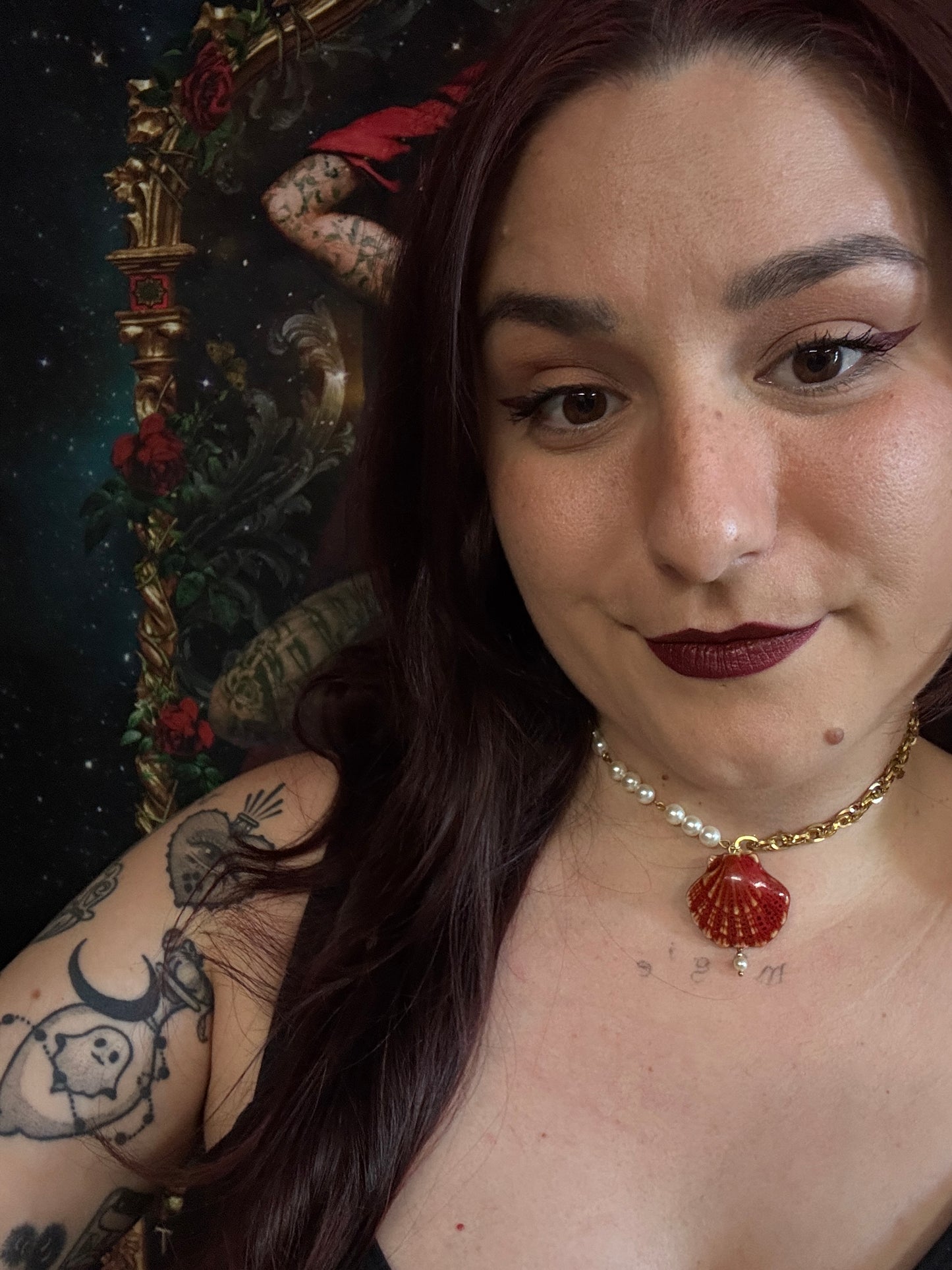 Collier Néreides dorés (rouge) - Collection Signature Atelier Saturne