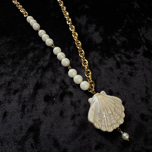 Collier Néreides dorés (blanc beige) - Collection Signature Atelier Saturne
