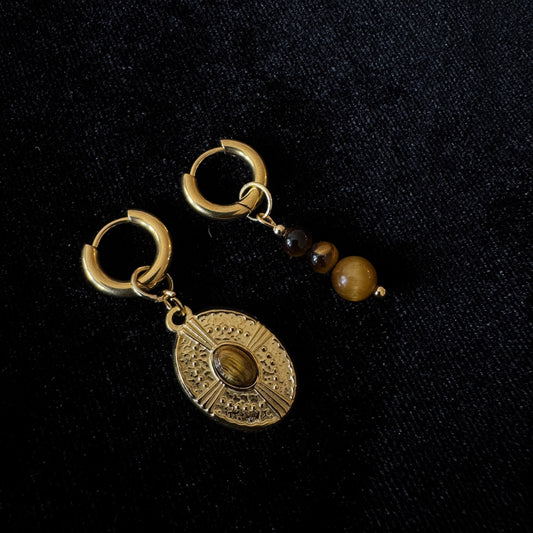 Boucles d'oreilles - Talisman protecteur (œil de tigre)