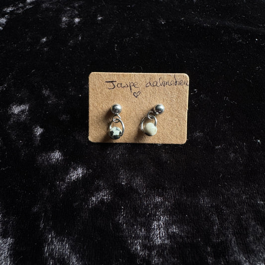 Mini boucles d'oreilles magiques - Jaspe dalmatien