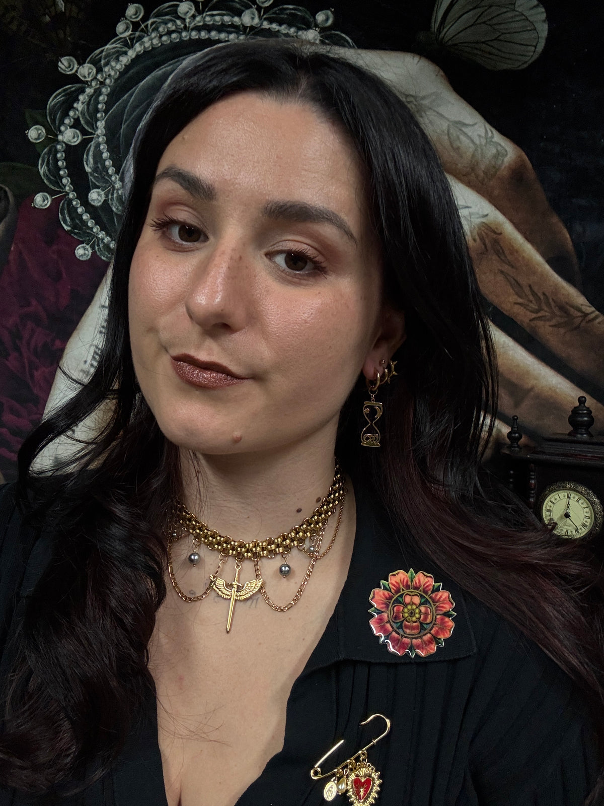 Boucles d’oreilles magiques : Le Sablier des Sorcières (cascade de perles vintage japonaises)