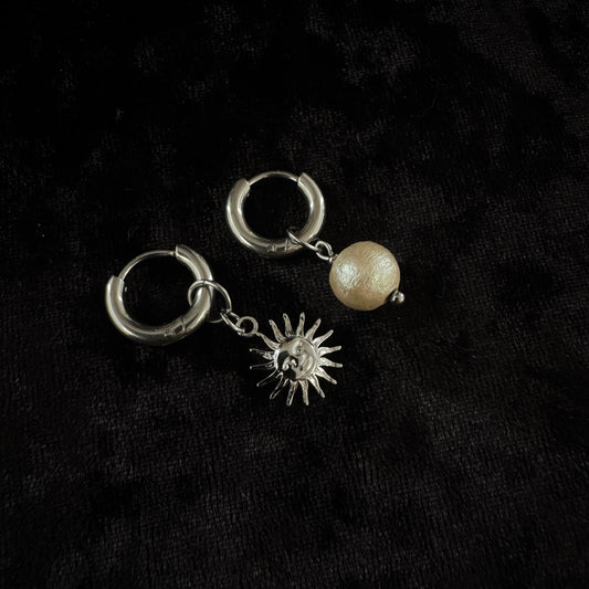 Boucles d’oreilles magiques et upcyclées : Rayon mystique (perle de coton japonaise)