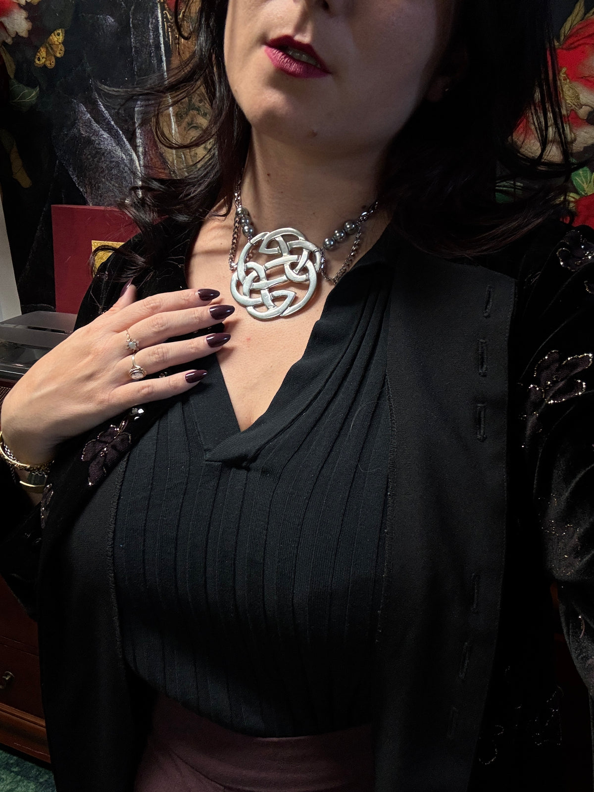 Collier unique broche de kilt vintage et perles d’écosse