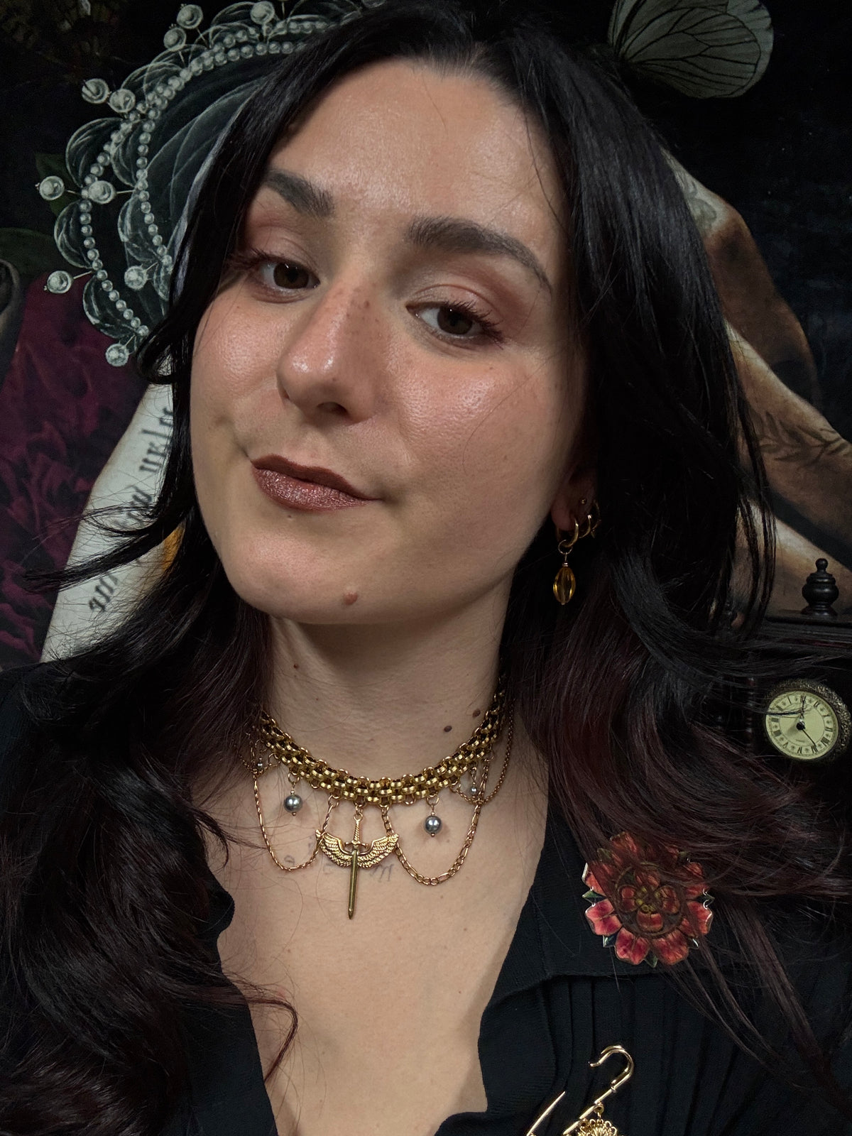 Boucles d’oreilles magiques : La Lune d’Ambre (perle vintage)
