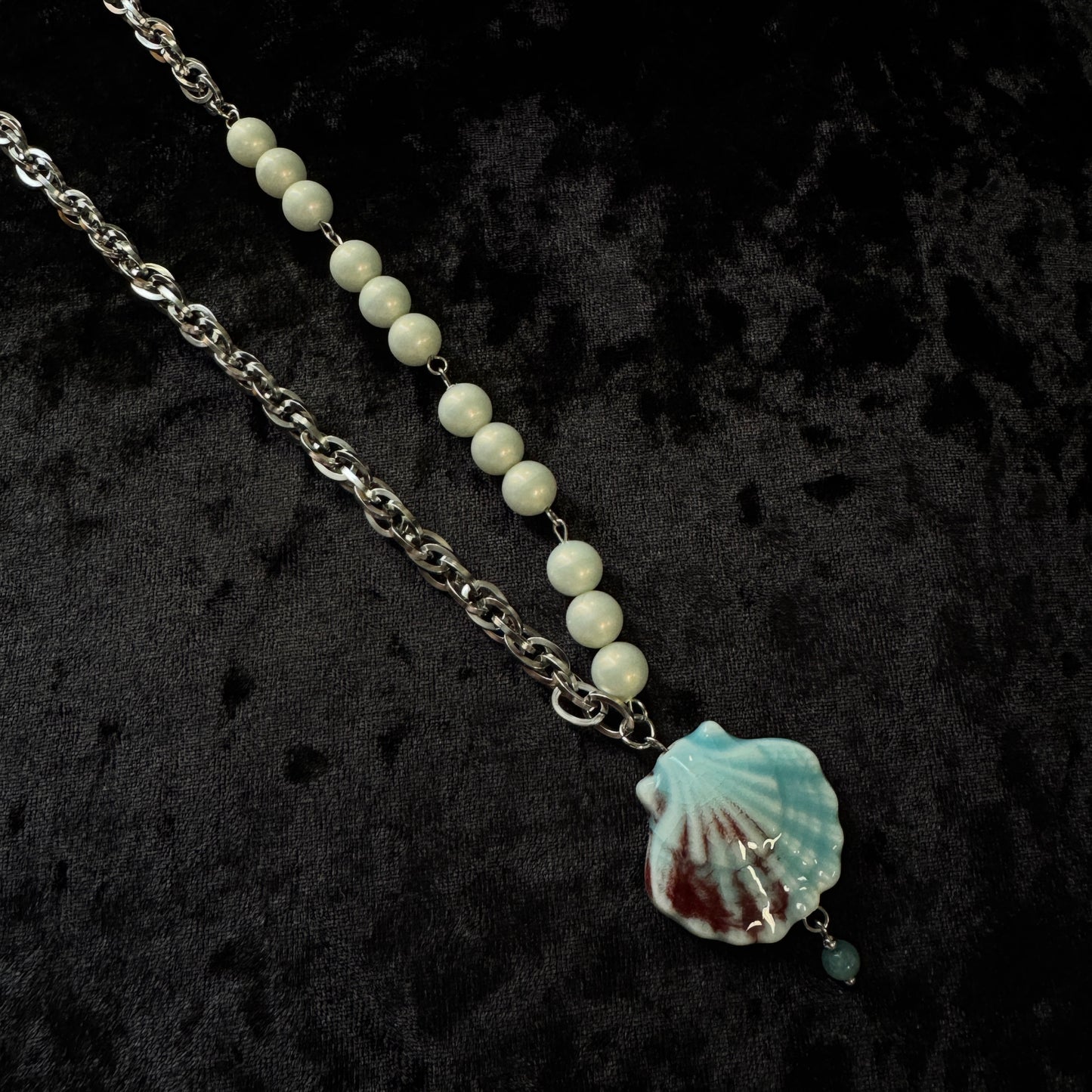 Collier Néreides argenté (Bleu clair) - Collection Signature Atelier Saturne