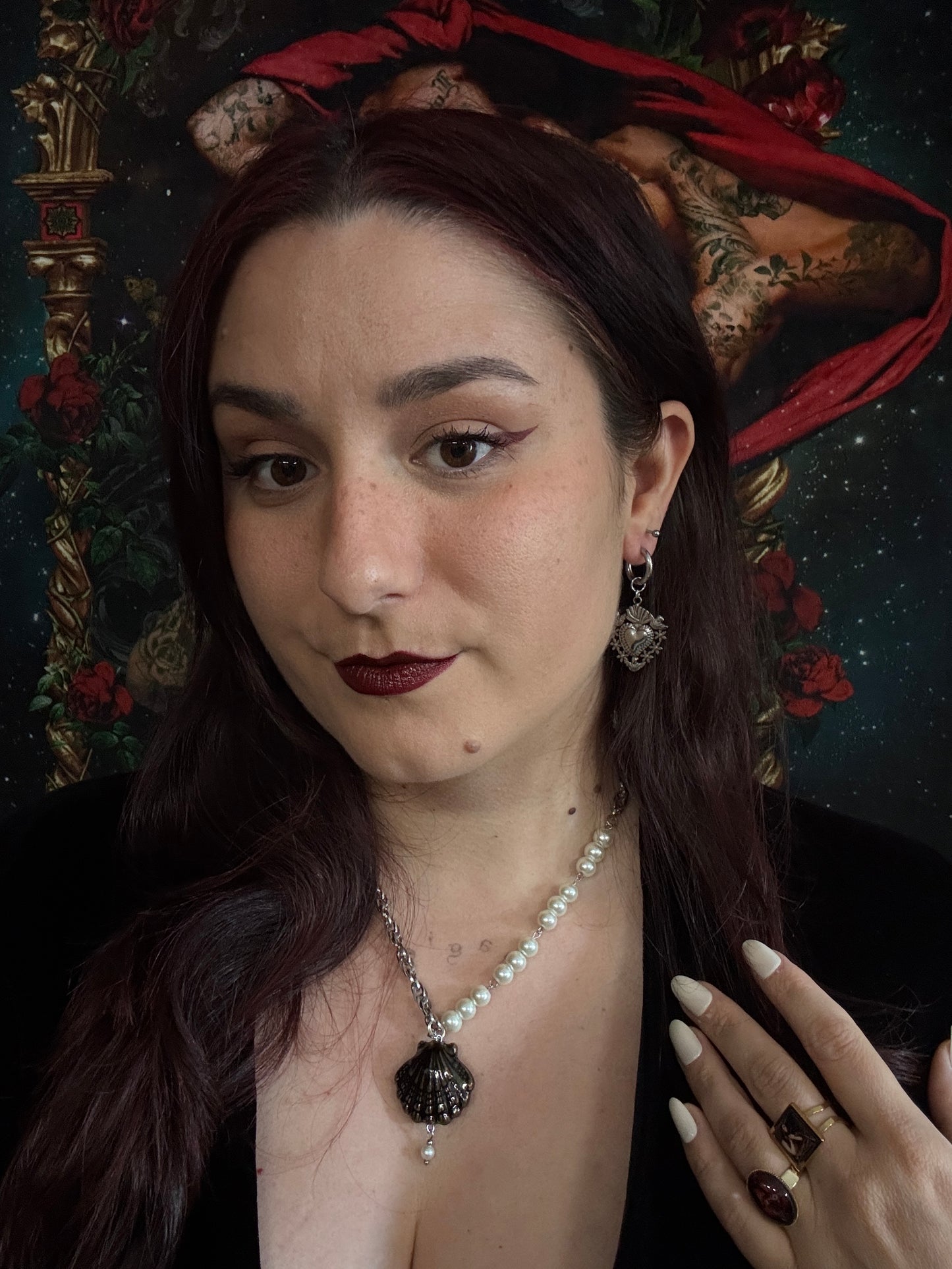 Boucles d’oreilles magiques et upcyclées : cœur fleuri (perles du Japon)