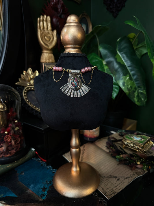 Collier unique broche et perles du Japon