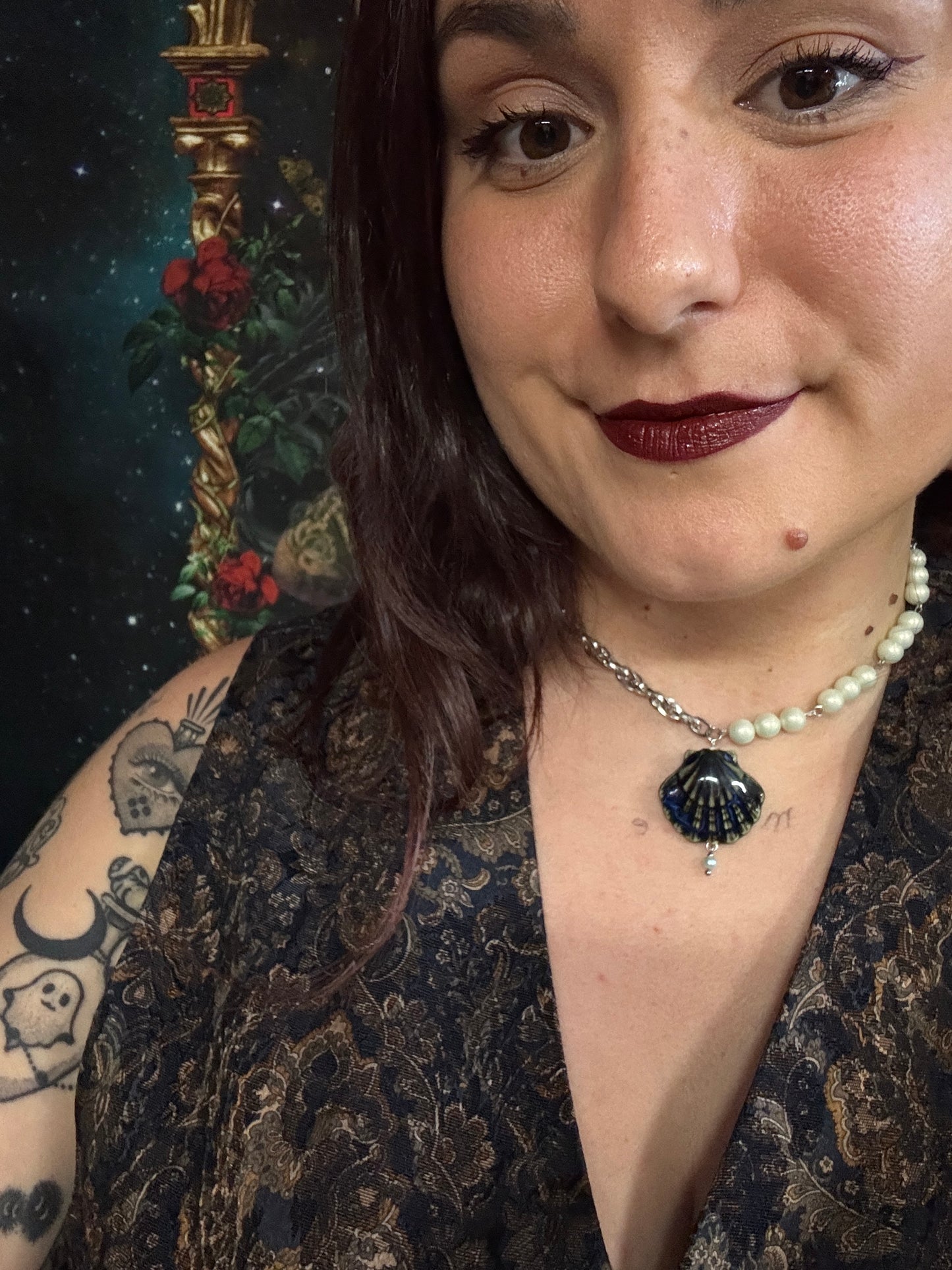 Collier Néreides argenté (bleu marin) - Collection Signature Atelier Saturne