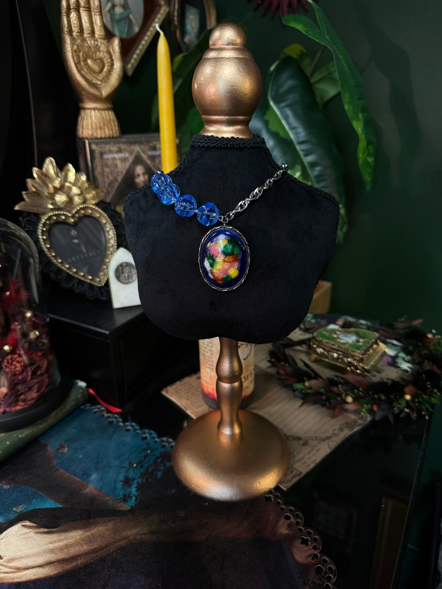 Collier unique broche et perles du Japon