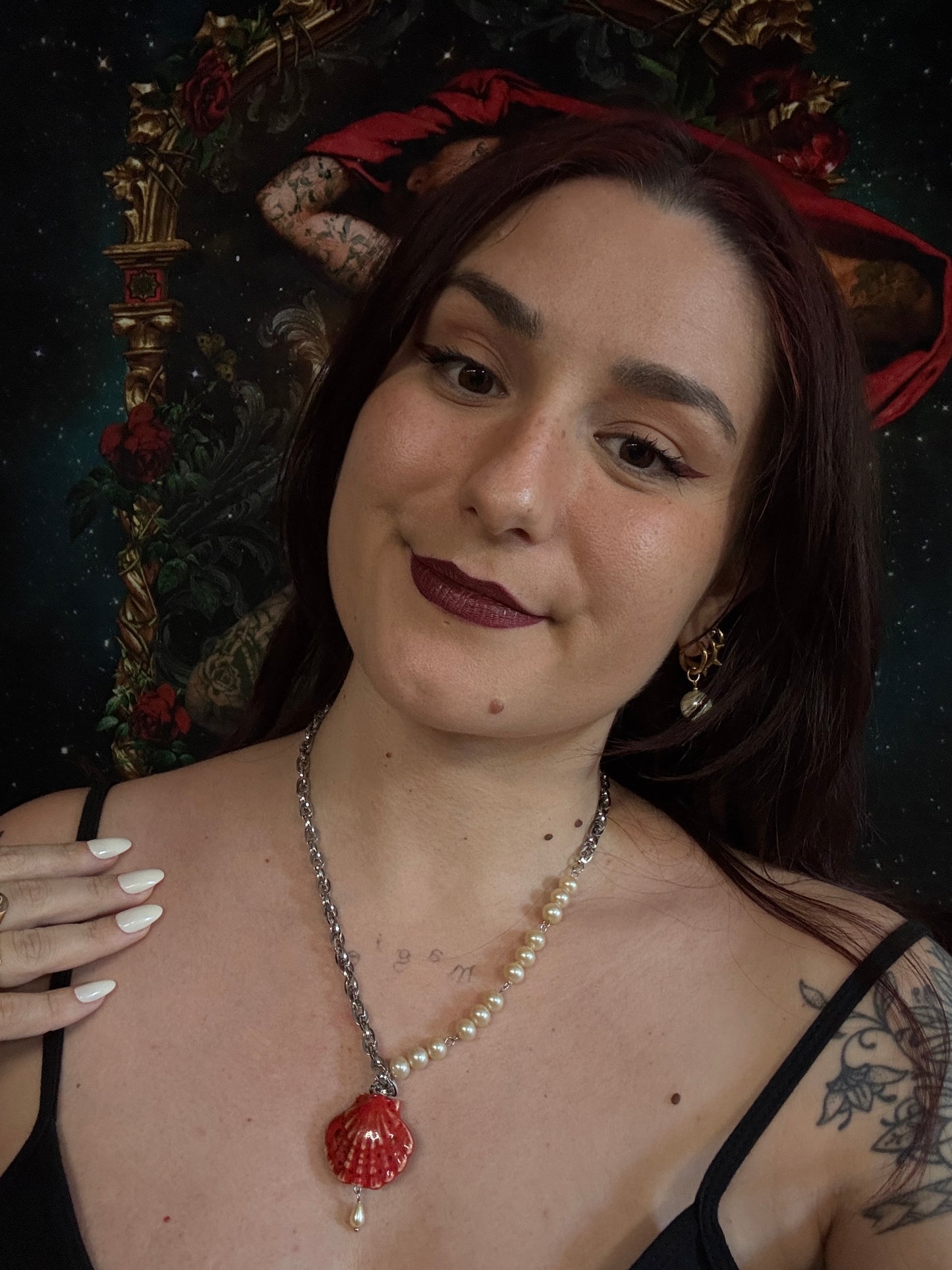Collier Néreides argenté (rouge) - Collection Signature Atelier Saturne