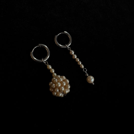 Magical and upcycled earrings - Jeanne (gold and silver) 