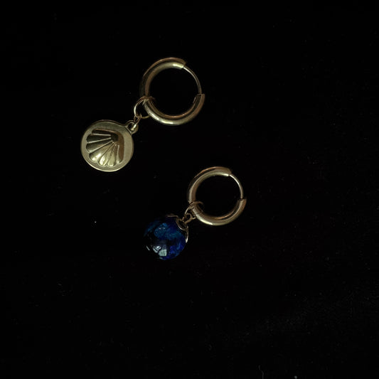 Boucles d’oreilles magiques et upcyclées : Trésor d'Okinawa (perle de verre typique d’Okinawa)