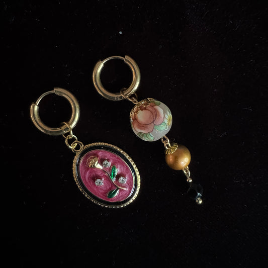 Boucles d’oreilles magiques et upcyclées : Primélia (perle Tensha du Japon)