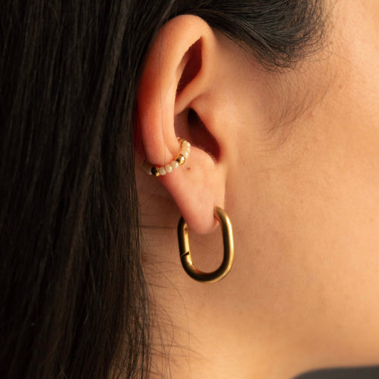 Oval hoop earrings in vermeil gold
